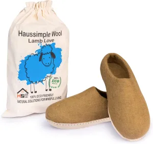 Wool Indoor Slippers - Natural Organic Wool, Genuine Leather Sole, Handmade in Nepal - Cozy, Warm, Soft, Unisex Non-Slip House Shoes for Men & Women - Perfect for Winter Comfort