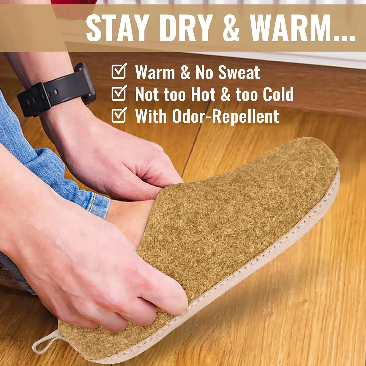 Wool Indoor Slippers - Natural Organic Wool, Genuine Leather Sole, Handmade in Nepal - Cozy, Warm, Soft, Unisex Non-Slip House Shoes for Men & Women - Perfect for Winter Comfort