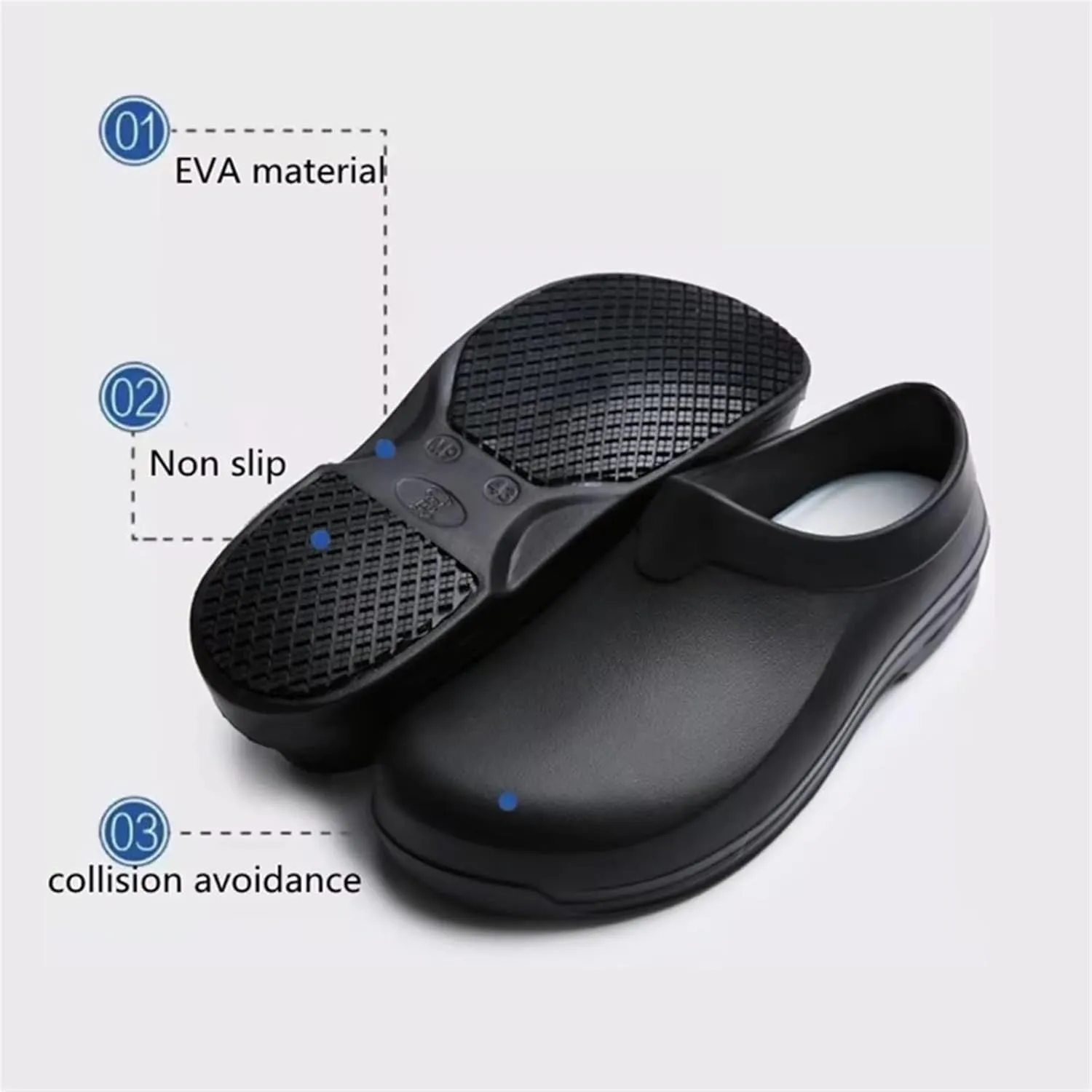Wygwlg Oil Resistant Kitchen Work Shoes, Men's Slip on Food Service Waterproof Slip Resistant Kitchen Chef Shoes, Garden Sandals with Cushioned Arch Support, for Restaurant, Garden