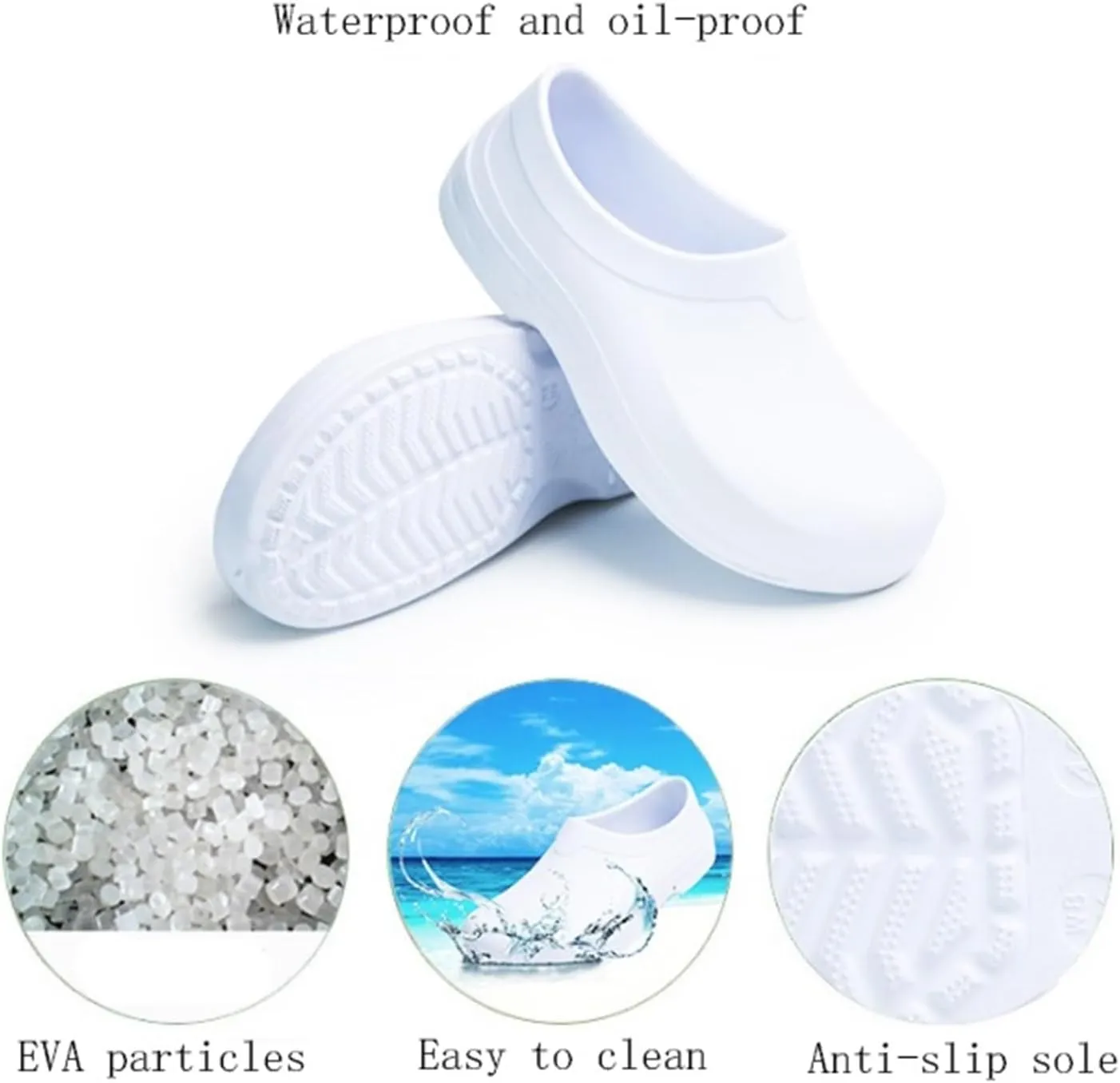 Wygwlg Oil Resistant Kitchen Work Shoes, Men's Slip on Food Service Waterproof Slip Resistant Kitchen Chef Shoes, Garden Sandals with Cushioned Arch Support, for Restaurant, Garden