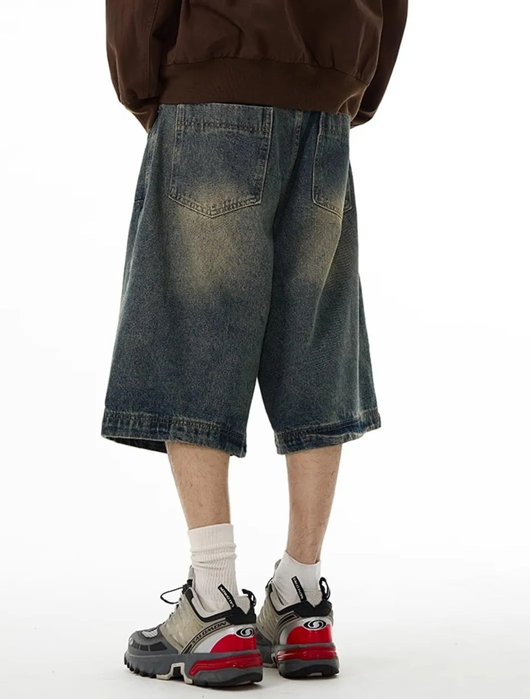 Y2k Baggy Jean Shorts for Men Jorts Hip Hop Skater Jeans Grunge Shorts Casual Loose Fit Long Denim Shorts