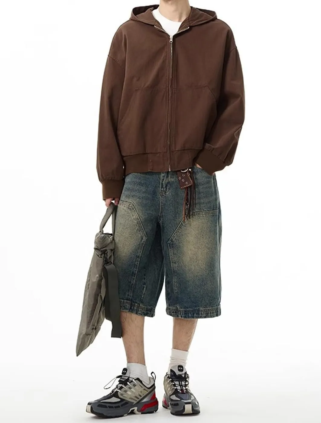 Y2k Baggy Jean Shorts for Men Jorts Hip Hop Skater Jeans Grunge Shorts Casual Loose Fit Long Denim Shorts