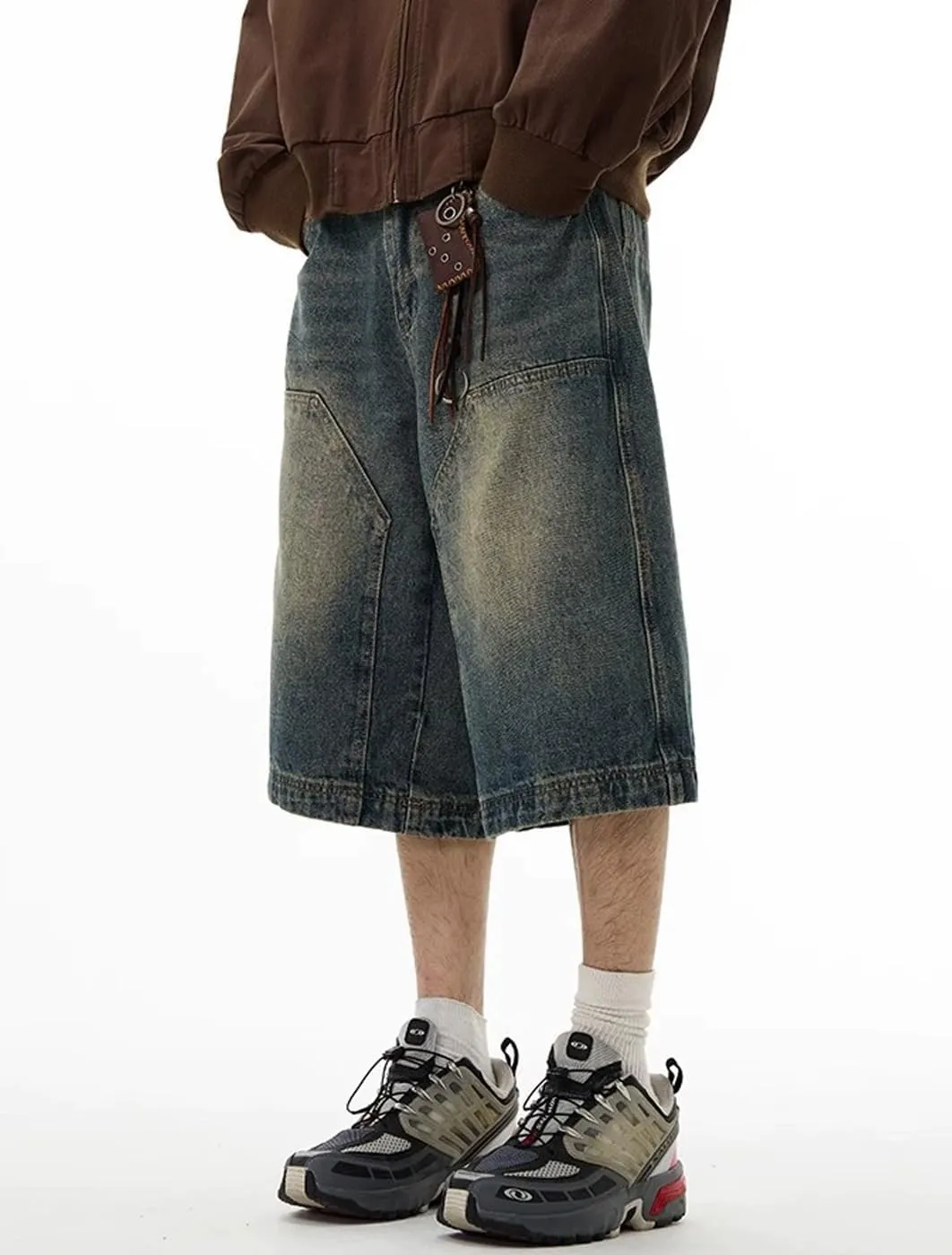 Y2k Baggy Jean Shorts for Men Jorts Hip Hop Skater Jeans Grunge Shorts Casual Loose Fit Long Denim Shorts