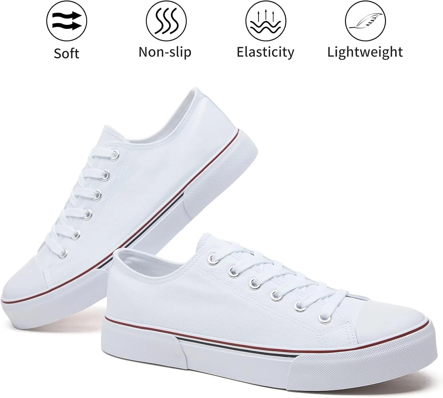 yageyan Men Canvas Low top Shoes Classic Casual Sneakers Black and White Fashion Shoes