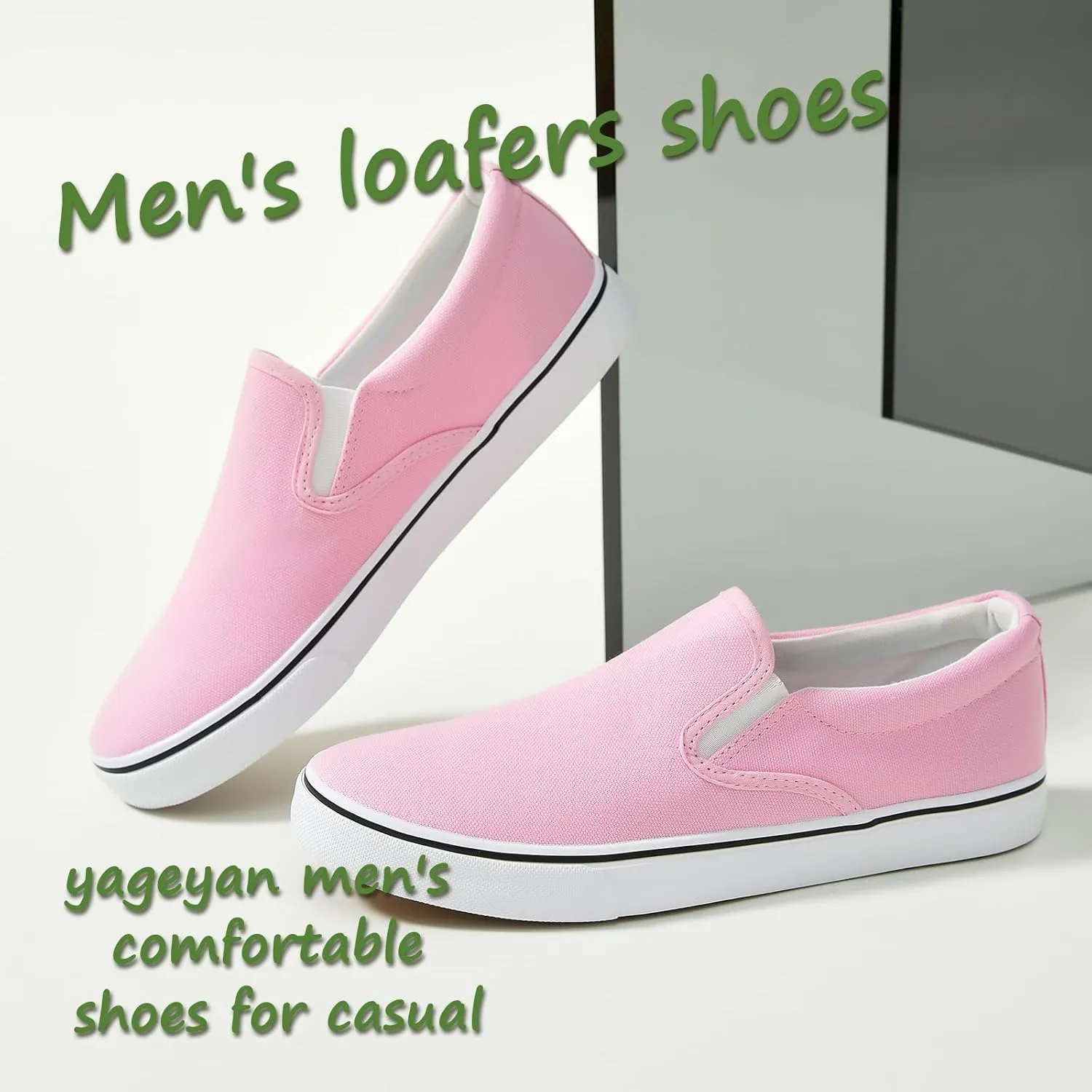 yageyan Mens Slip on Sneakers Loafers Shoes Canvas Black Shoes Canvas Blue Casual Fashion Shoes