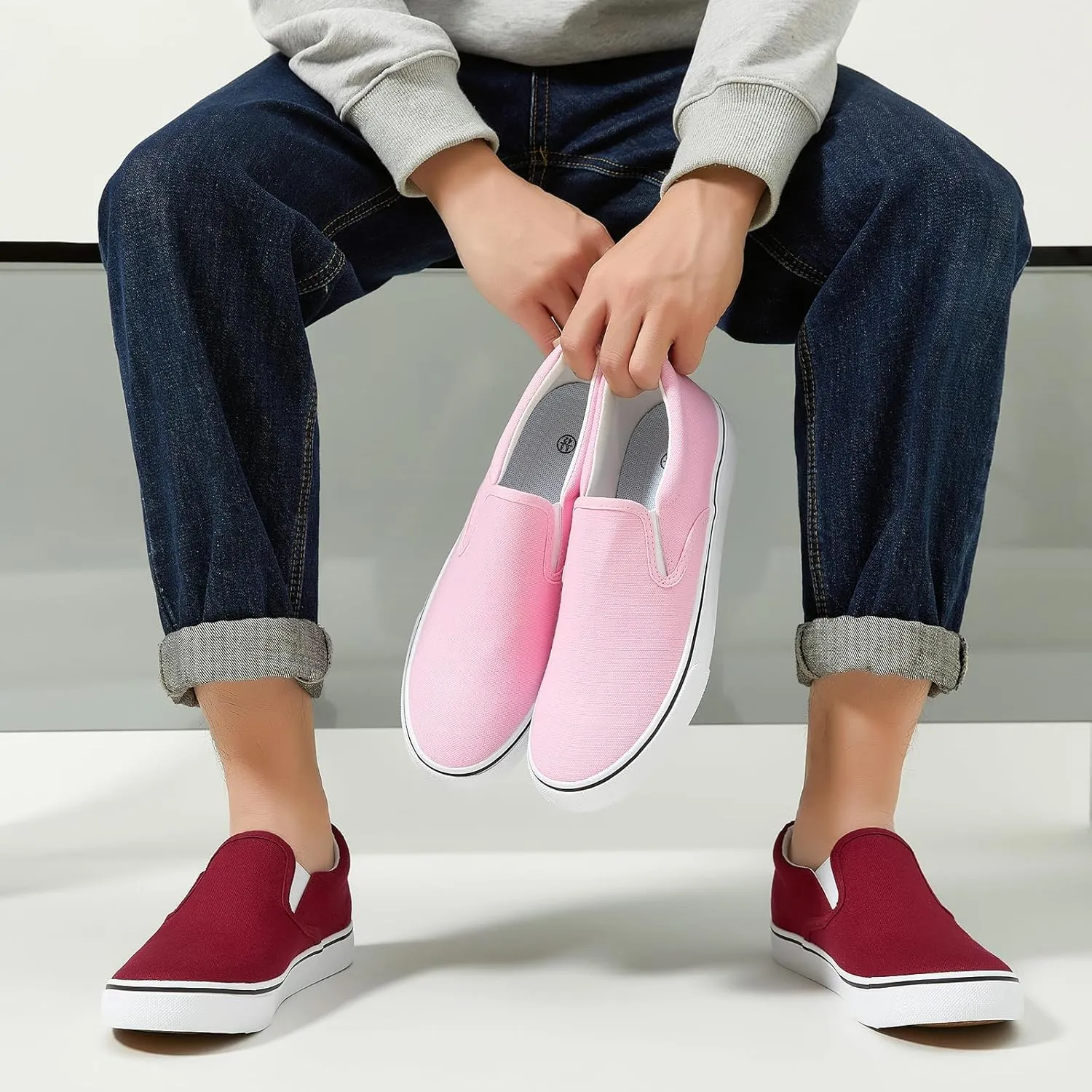 yageyan Mens Slip on Sneakers Loafers Shoes Canvas Black Shoes Canvas Blue Casual Fashion Shoes