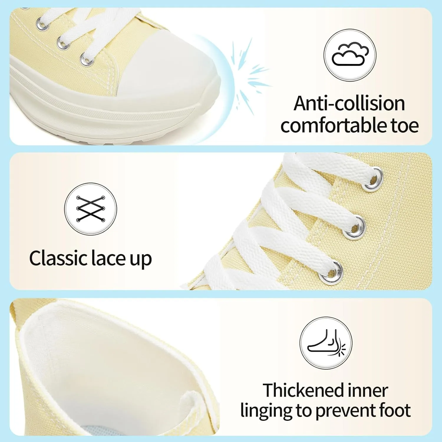 Yageyan Womens High Top Sneakers - Platform Shoes, Canvas, Tennis, Classic, Casual, Comfortable