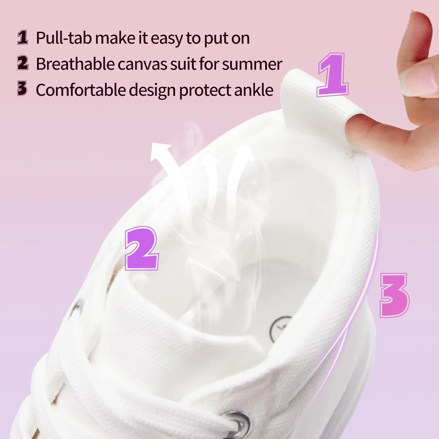 Yageyan Women's High Top Sneakers - White Platform Shoes for Walking & Casual Wear