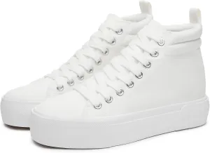 Yageyan Women's High Top Sneakers - White Platform Shoes for Walking & Casual Wear