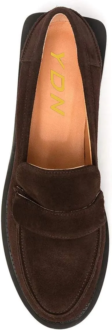 YDN Women Trendy Round Toe Loafers Classic Slip On Low Heel Dress Pumps Comfort Office Walking Shoes Size-4-15 US