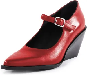 YDN Women's Chunky Block Heeled Mary Janes Sexy Pointy Toe Pumps with Buckle Strap Mid High Heels Formal Daily Business Dressy Shoes Size 4-16 US