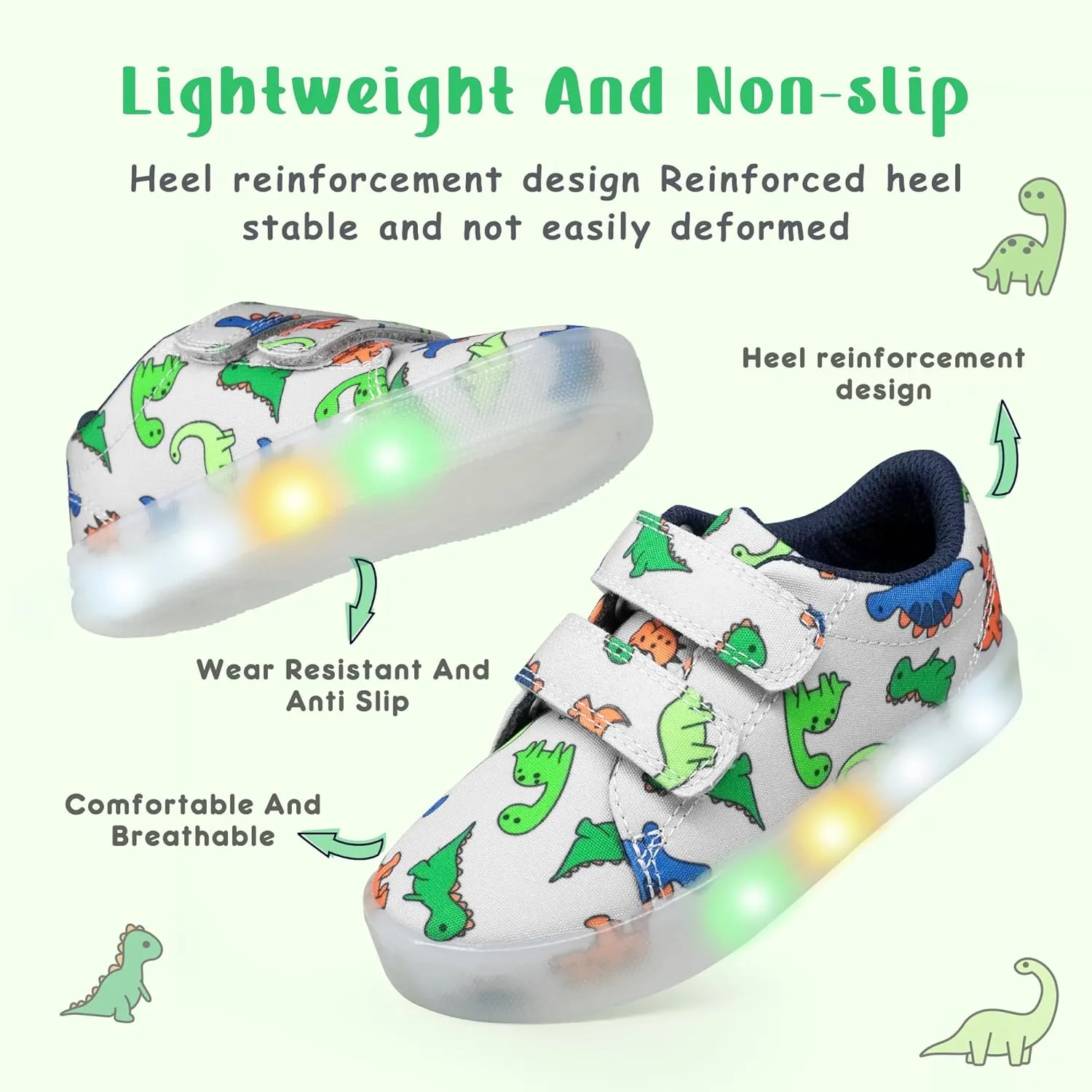 YESKIS Boys Girls Light Up Shoes Vivaki LED Canvas Cartoon Casual Sneakers for Toddler Little Kid Size 5-12