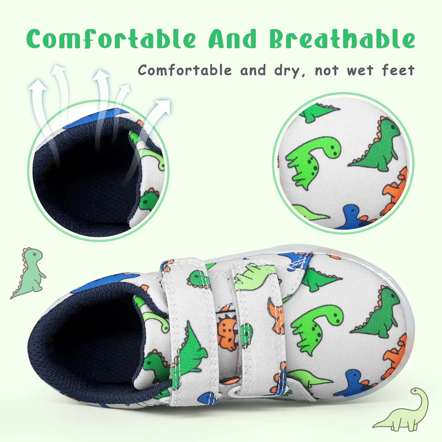 YESKIS Boys Girls Light Up Shoes Vivaki LED Canvas Cartoon Casual Sneakers for Toddler Little Kid Size 5-12