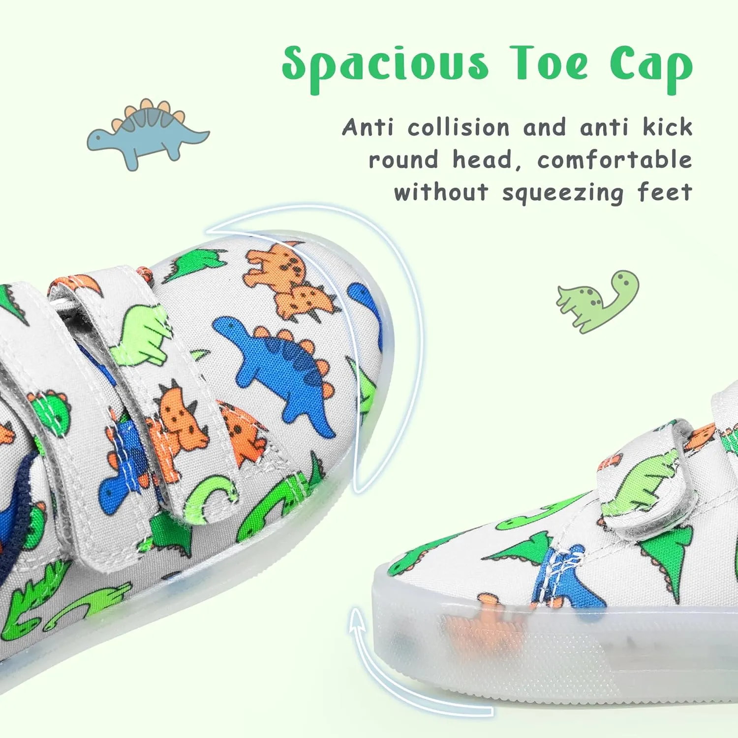 YESKIS Boys Girls Light Up Shoes Vivaki LED Canvas Cartoon Casual Sneakers for Toddler Little Kid Size 5-12