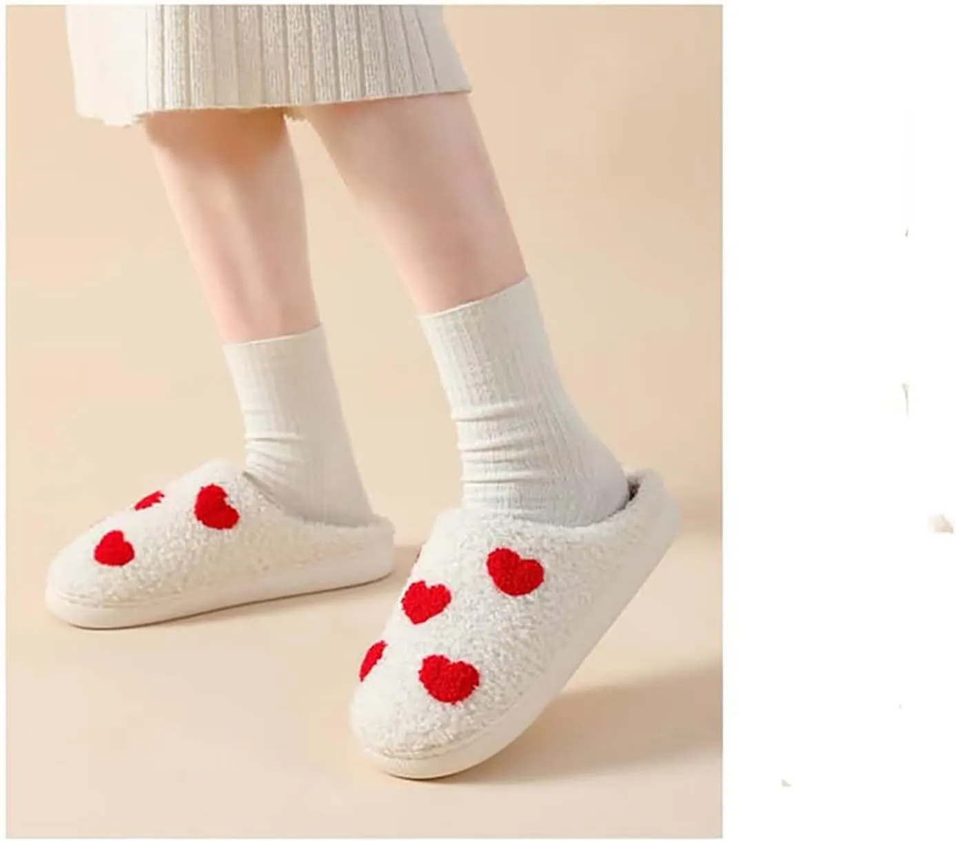 YJEUS Women's Men's Heart Heart Slippers Strawberry Cherry Mushroom Slippers Evil Eye Slippers Cartoon Animal Cat Slippers Memory Foam Cozy Plush Slippers Couple Indoor Household Slippers