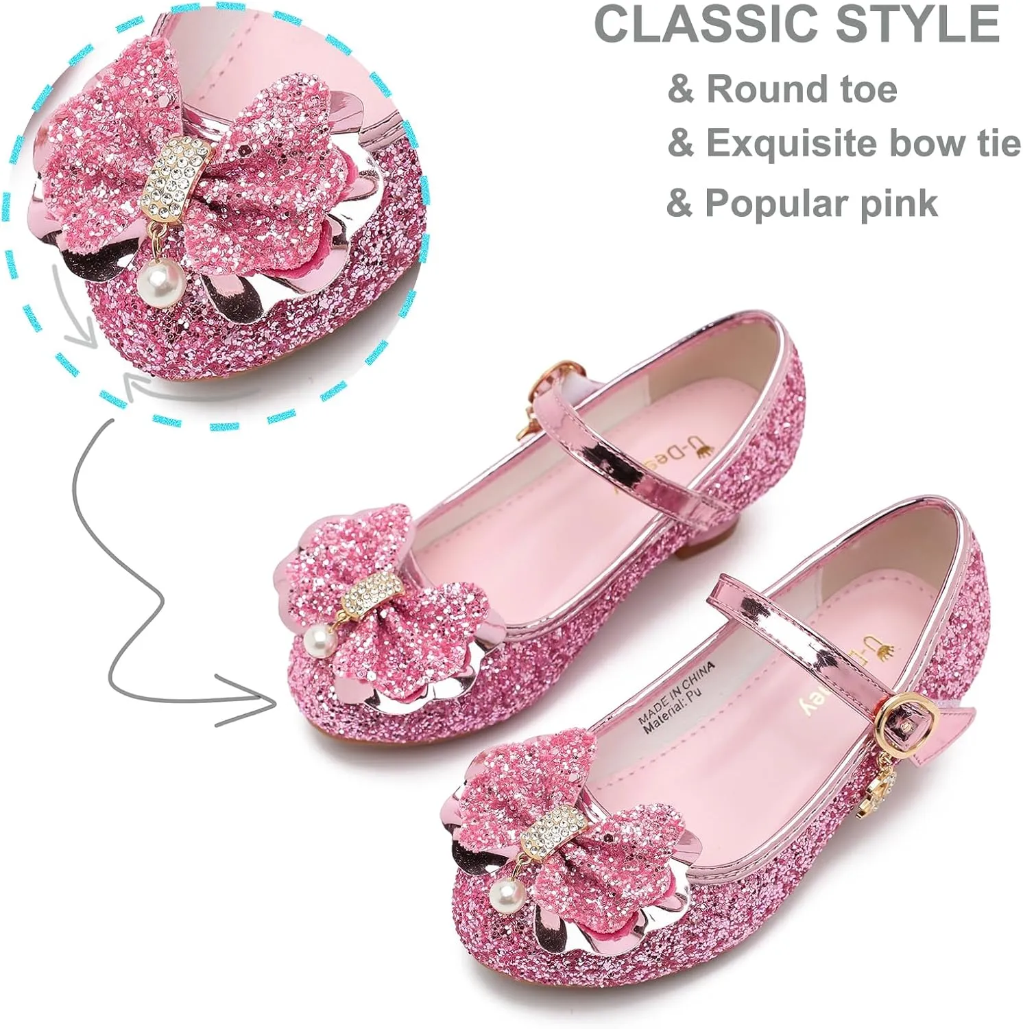 Youdesney Girls Dress Shoes, Mary Jane Flower Girls Shoes, Cute Princess Low Heels for School, Wedding, Party (Toddler/Little Kids/Big Kids)