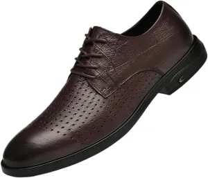 YZABEL Men's Classic Pointed Toe Lace Up Oxford Shoes, Summer Breathable Hollow Casual Shoes, Soft-Soled Non-Slip for Formal Business Wedding