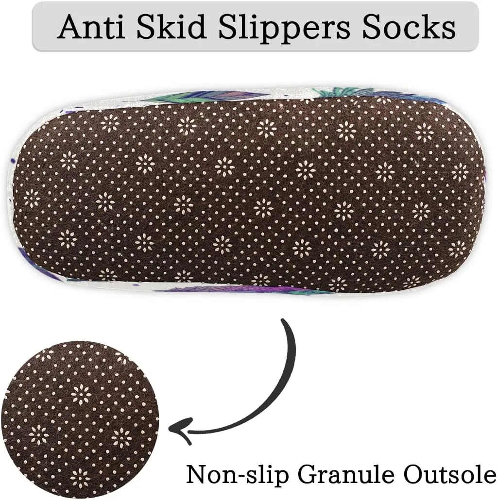 Yzrwebo Dreamcatchers Slippers for Women Men Feathers Leaves Indoor Non-Slip Slippers Socks Warm Comfy Soft House Slippers Bedroom Fuzzy Plush Lined House Shoes