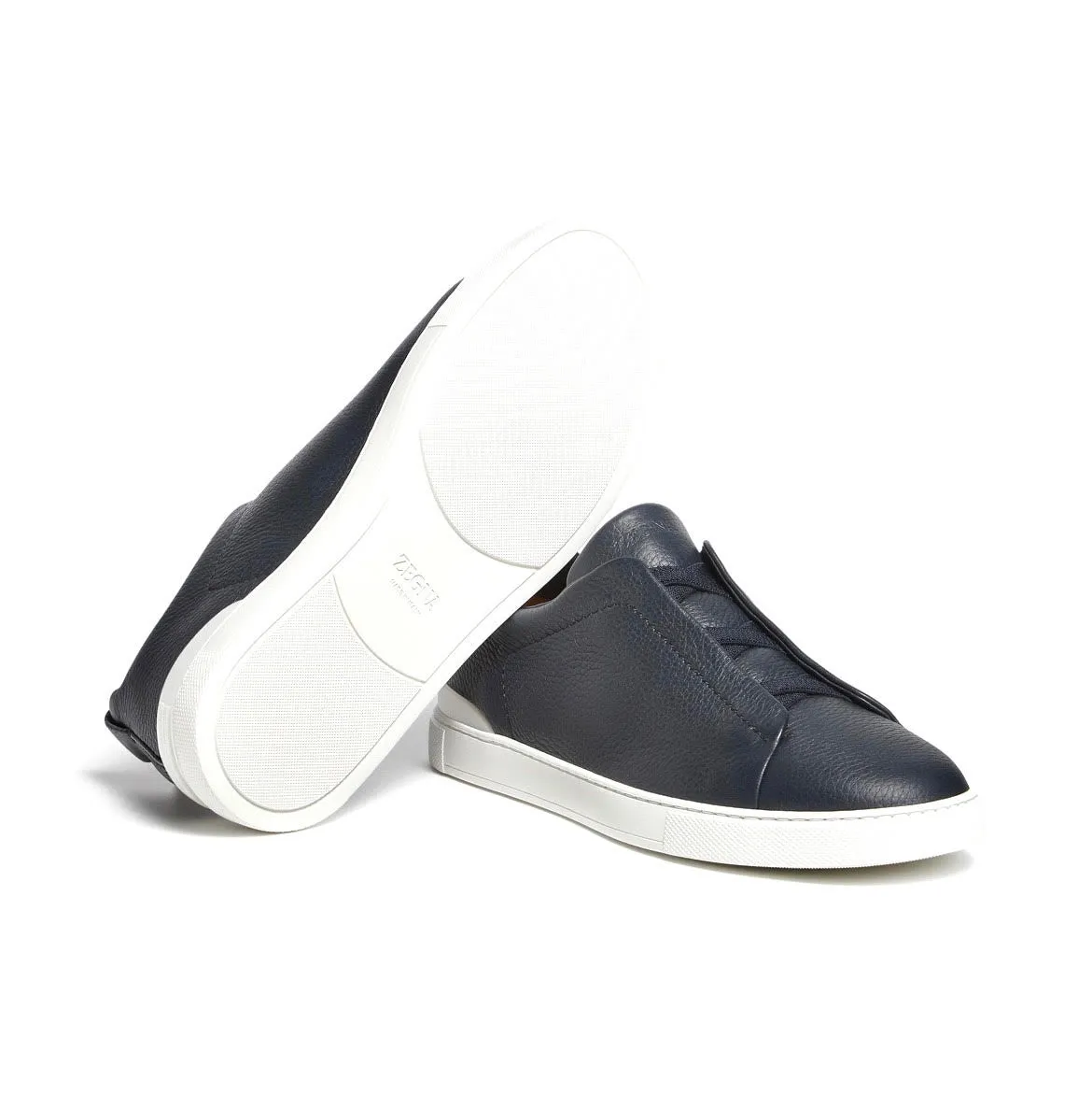 Zegna Blue Triple Stitch Sneaker