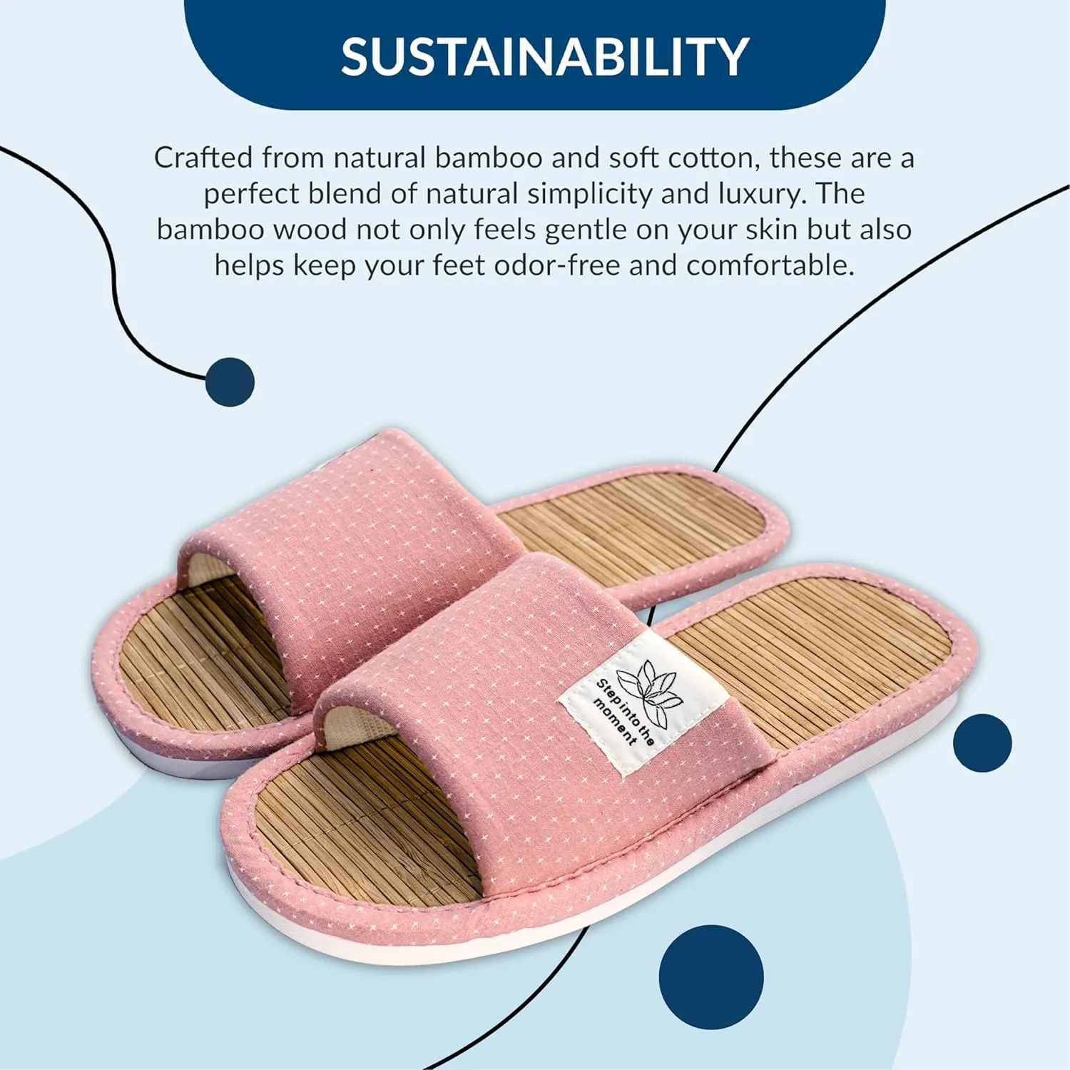 Zenley - Japanese Bamboo House Slippers for Women and Men Indoor - Organic Soft Cotton Fabric for Ultimate Comfort