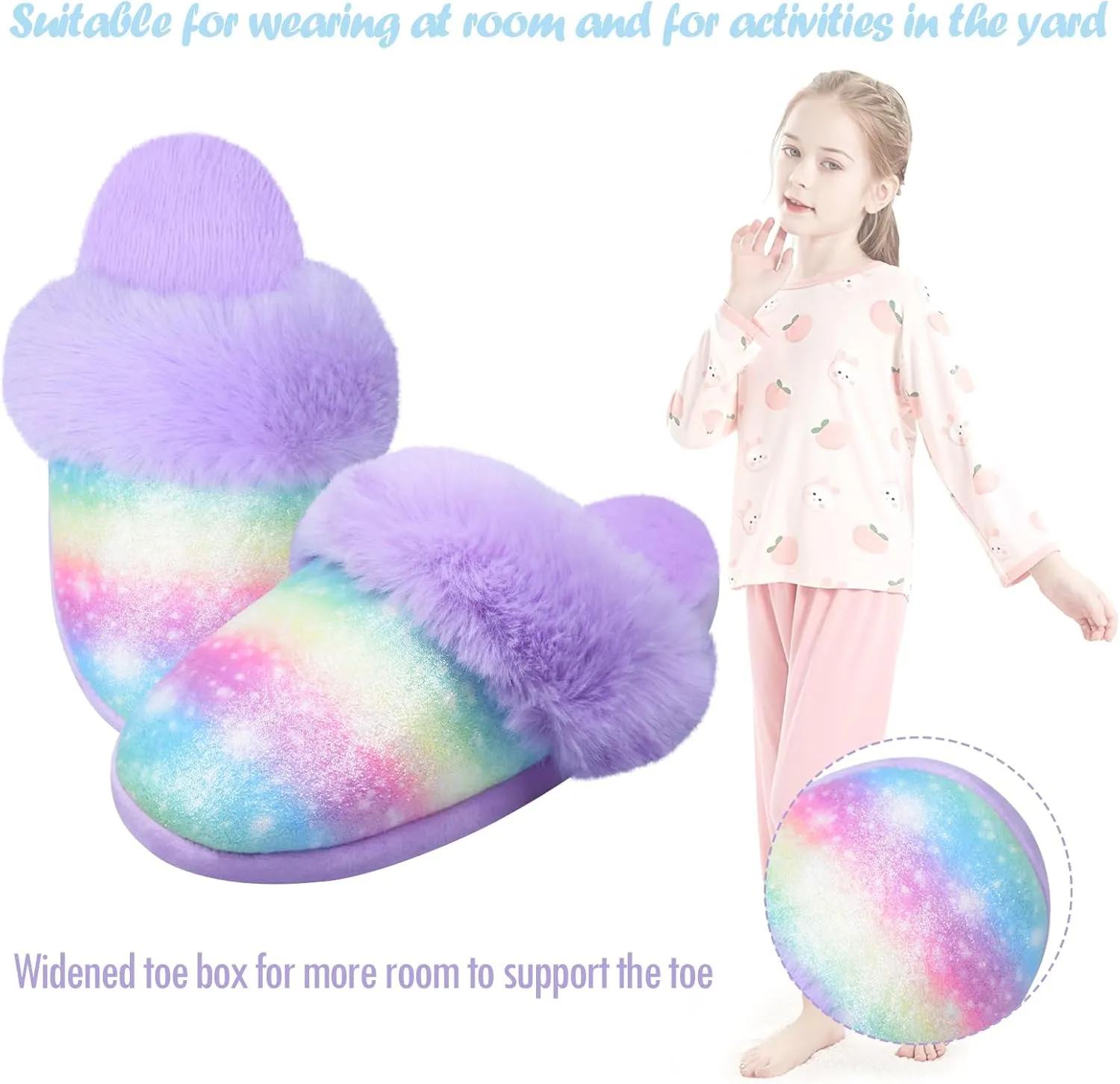 ZGDG Girls Slippers Cute House Slippers,No-Slip Memory Foam Princess House Shoes for Bedroom Indoor Outdoor(Toddler/Little/Big Kid)
