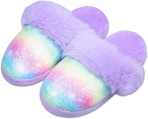 ZGDG Girls Slippers Cute House Slippers,No-Slip Memory Foam Princess House Shoes for Bedroom Indoor Outdoor(Toddler/Little/Big Kid)