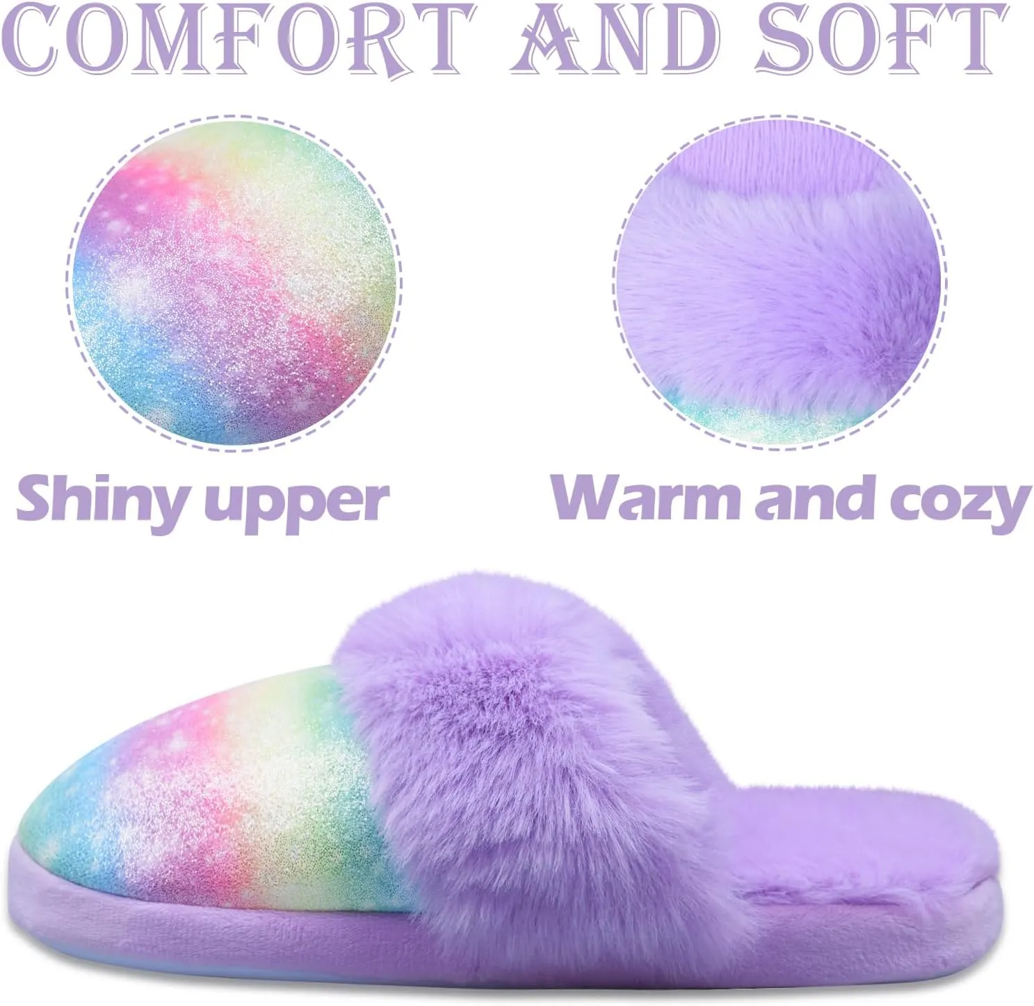 ZGDG Girls Slippers Cute House Slippers,No-Slip Memory Foam Princess House Shoes for Bedroom Indoor Outdoor(Toddler/Little/Big Kid)