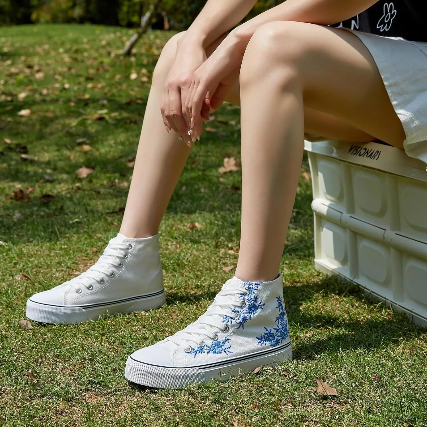 ZGR Womens High Top Canvas Sneakers,Lace-up Canvas Shoes,Casual Tennis Walking Shoes