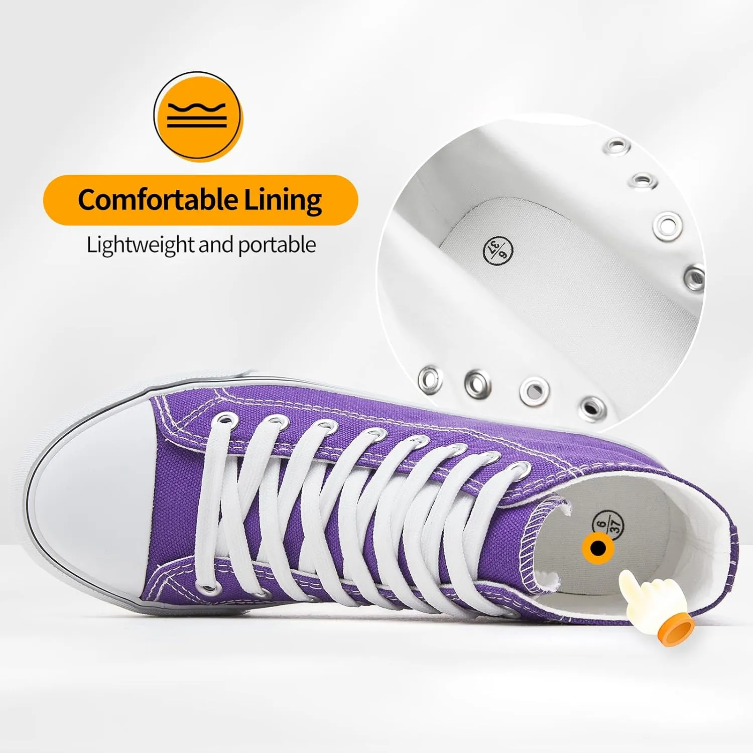 ZGR Womens High Top Canvas Sneakers,Lace-up Canvas Shoes,Casual Tennis Walking Shoes
