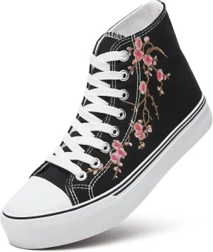 ZGR Womens High Top Canvas Sneakers,Lace-up Canvas Shoes,Casual Tennis Walking Shoes