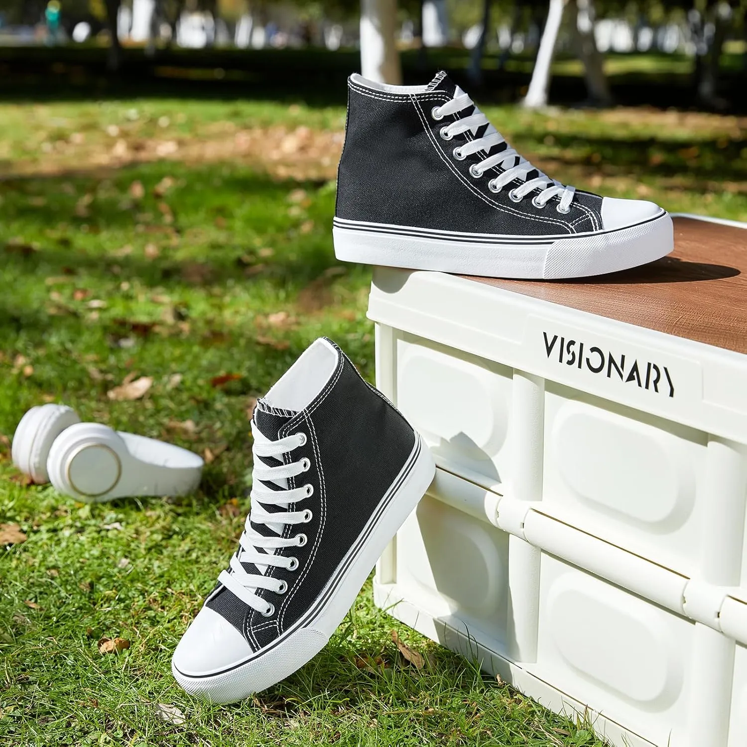 ZGR Womens High Top Canvas Sneakers,Lace-up Canvas Shoes,Casual Tennis Walking Shoes
