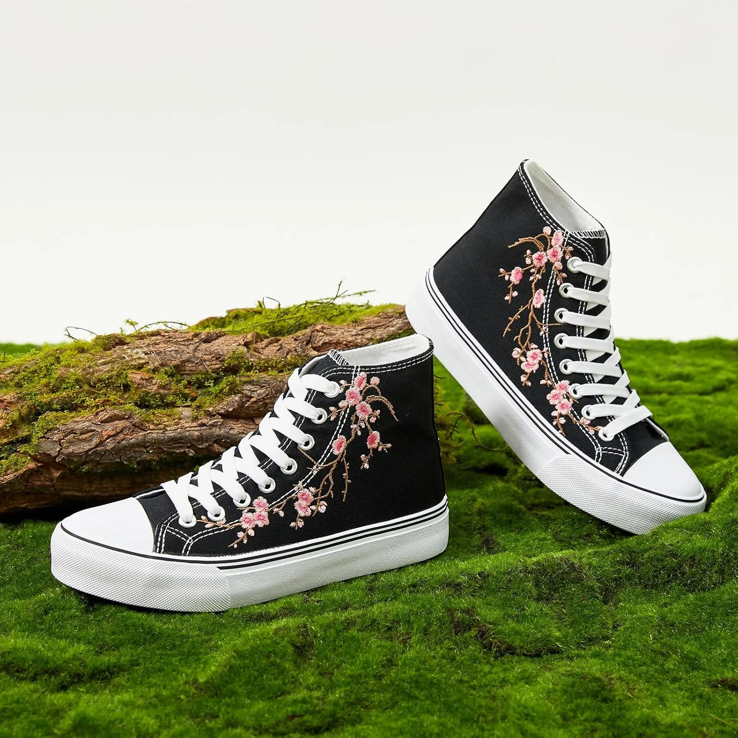 ZGR Womens High Top Canvas Sneakers,Lace-up Canvas Shoes,Casual Tennis Walking Shoes