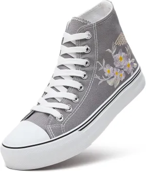 ZGR Womens High Top Canvas Sneakers,Lace-up Canvas Shoes,Casual Tennis Walking Shoes