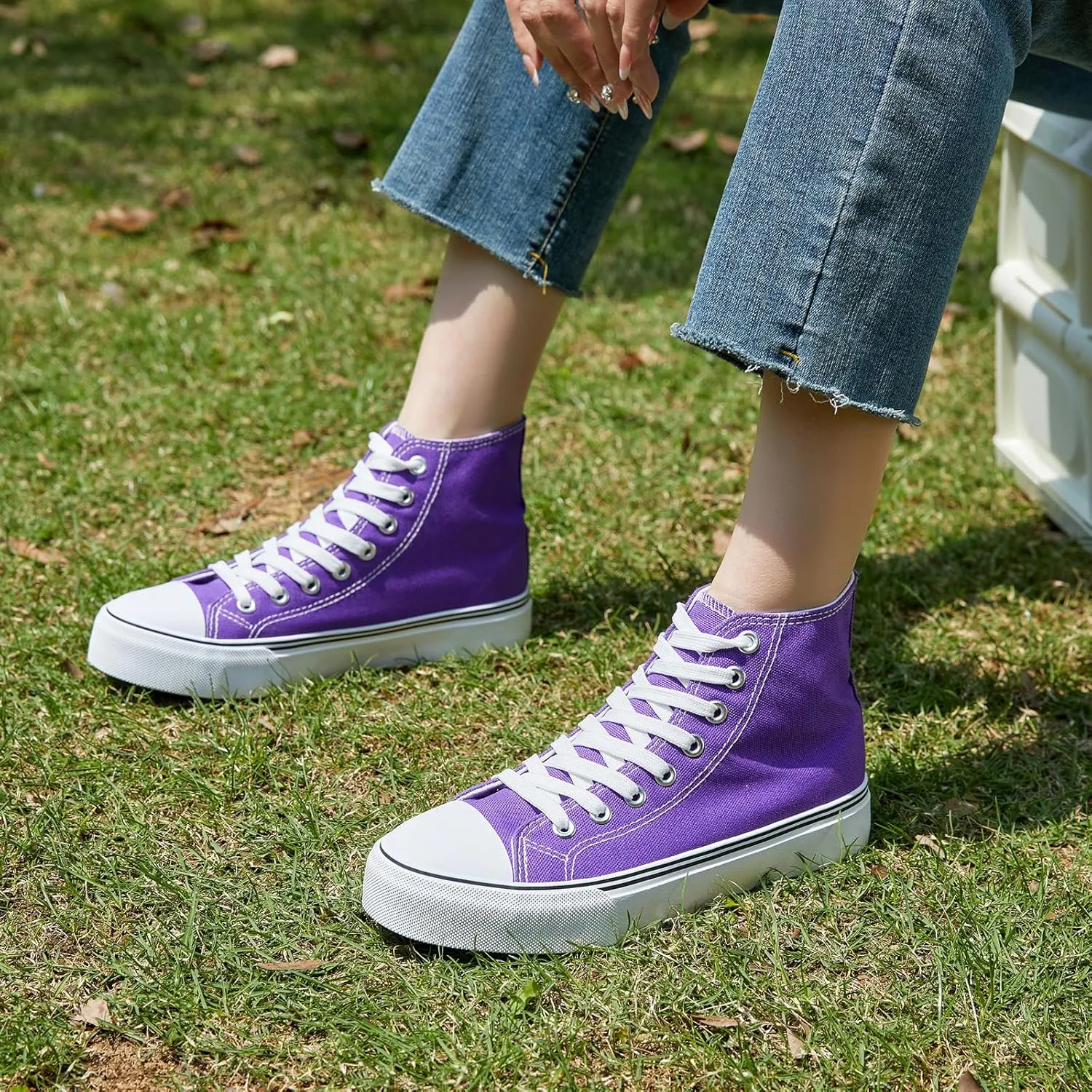 ZGR Womens High Top Canvas Sneakers,Lace-up Canvas Shoes,Casual Tennis Walking Shoes