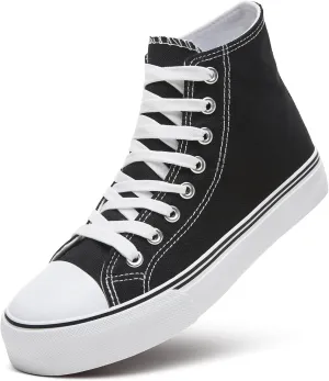 ZGR Womens High Top Canvas Sneakers,Lace-up Canvas Shoes,Casual Tennis Walking Shoes
