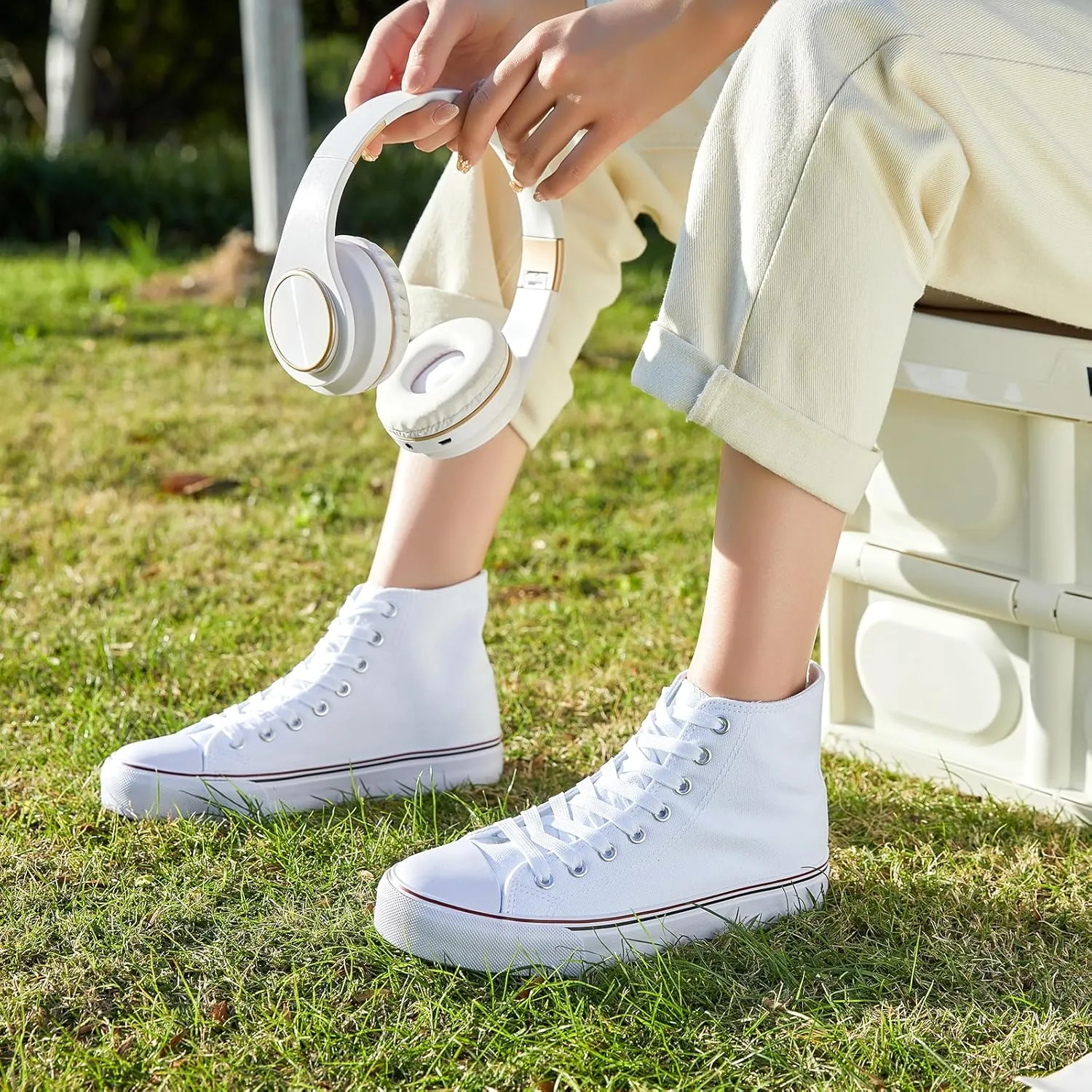 ZGR Womens High Top Canvas Sneakers,Lace-up Canvas Shoes,Casual Tennis Walking Shoes