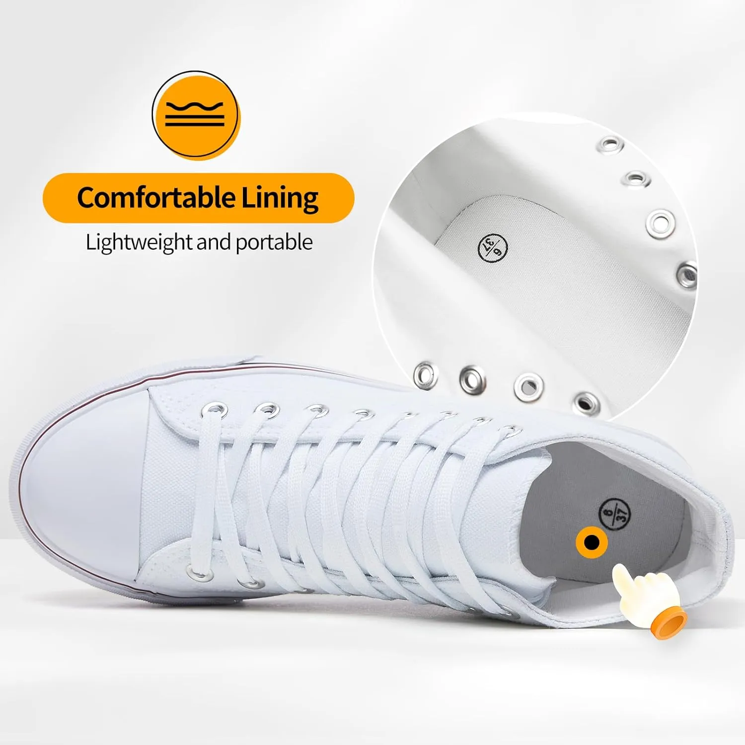 ZGR Womens High Top Canvas Sneakers,Lace-up Canvas Shoes,Casual Tennis Walking Shoes