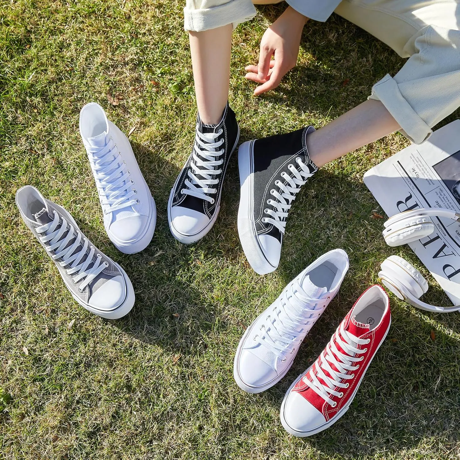 ZGR Womens High Top Canvas Sneakers,Lace-up Canvas Shoes,Casual Tennis Walking Shoes