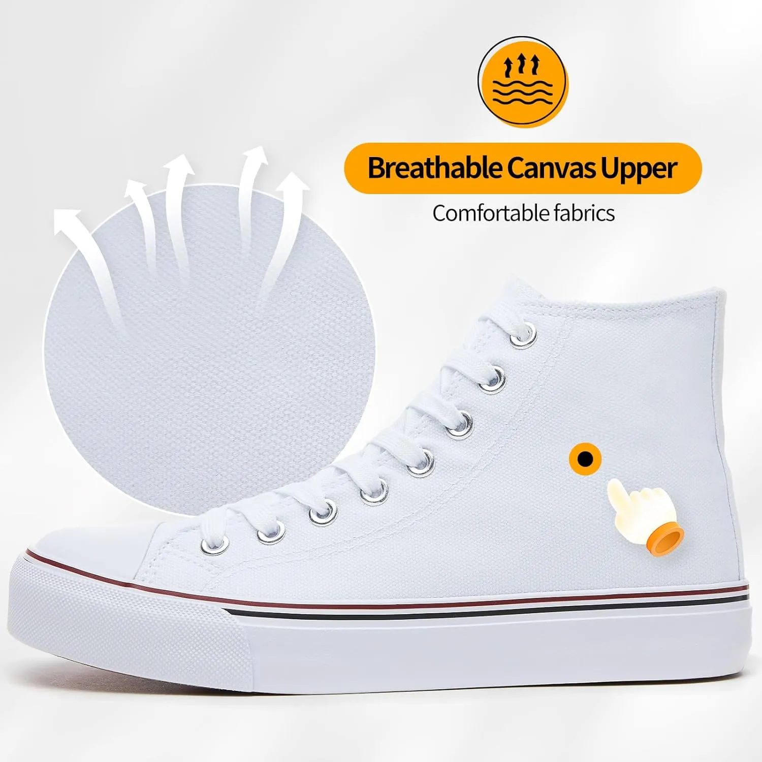 ZGR Womens High Top Canvas Sneakers,Lace-up Canvas Shoes,Casual Tennis Walking Shoes