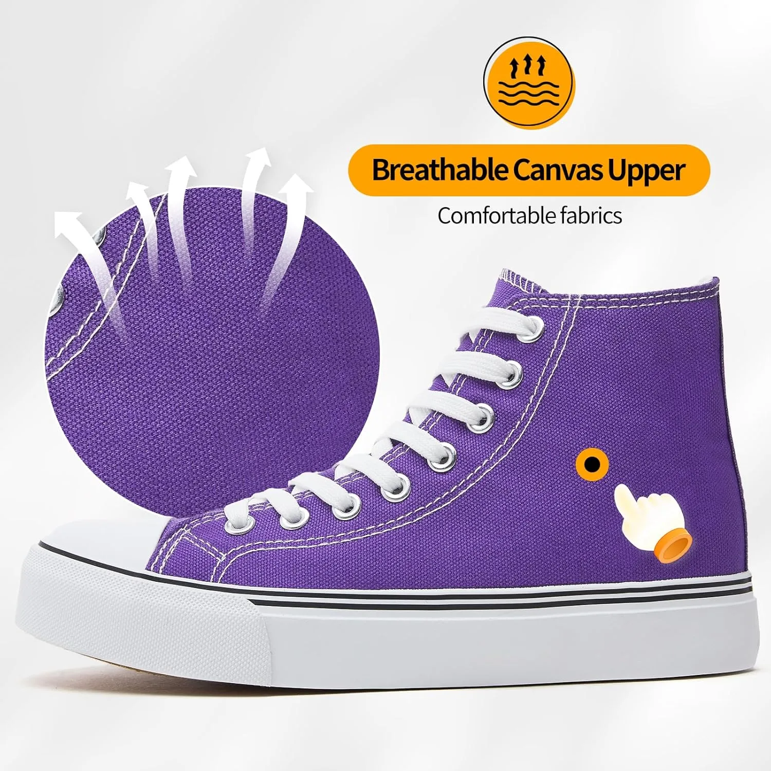 ZGR Womens High Top Canvas Sneakers,Lace-up Canvas Shoes,Casual Tennis Walking Shoes
