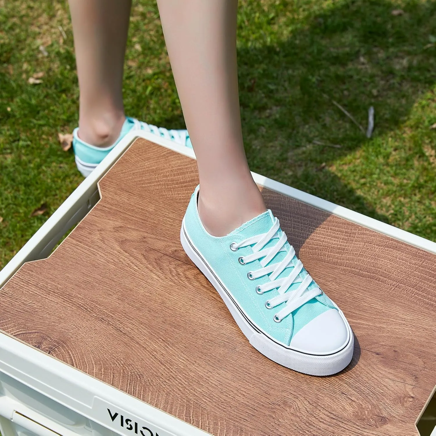 ZGR Womens Low Top Canvas Shoes,Lace up Canvas Sneakers,Casual White Tennis Walking Shoes