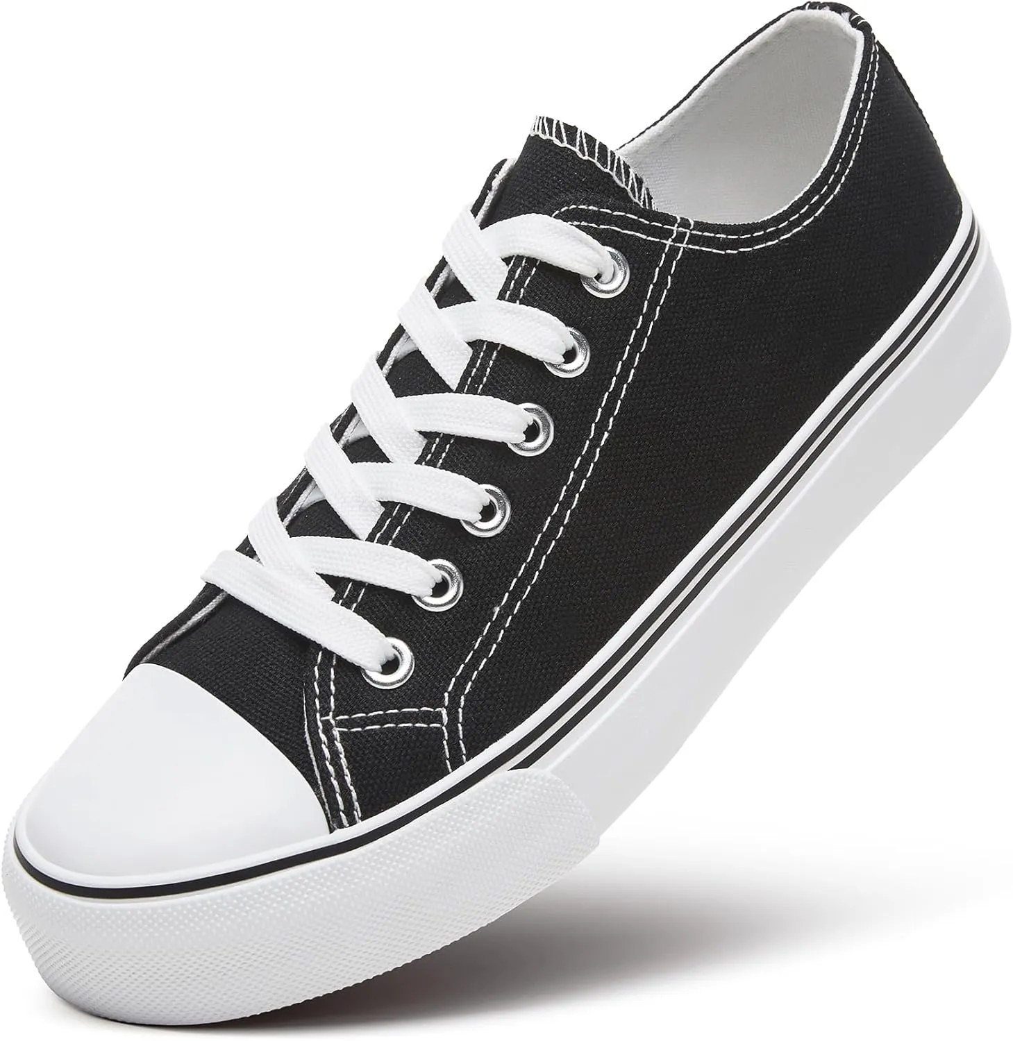 ZGR Womens Low Top Canvas Shoes,Lace up Canvas Sneakers,Casual White Tennis Walking Shoes