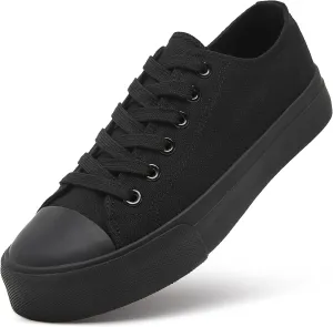 ZGR Womens Low Top Canvas Shoes,Lace up Canvas Sneakers,Casual White Tennis Walking Shoes