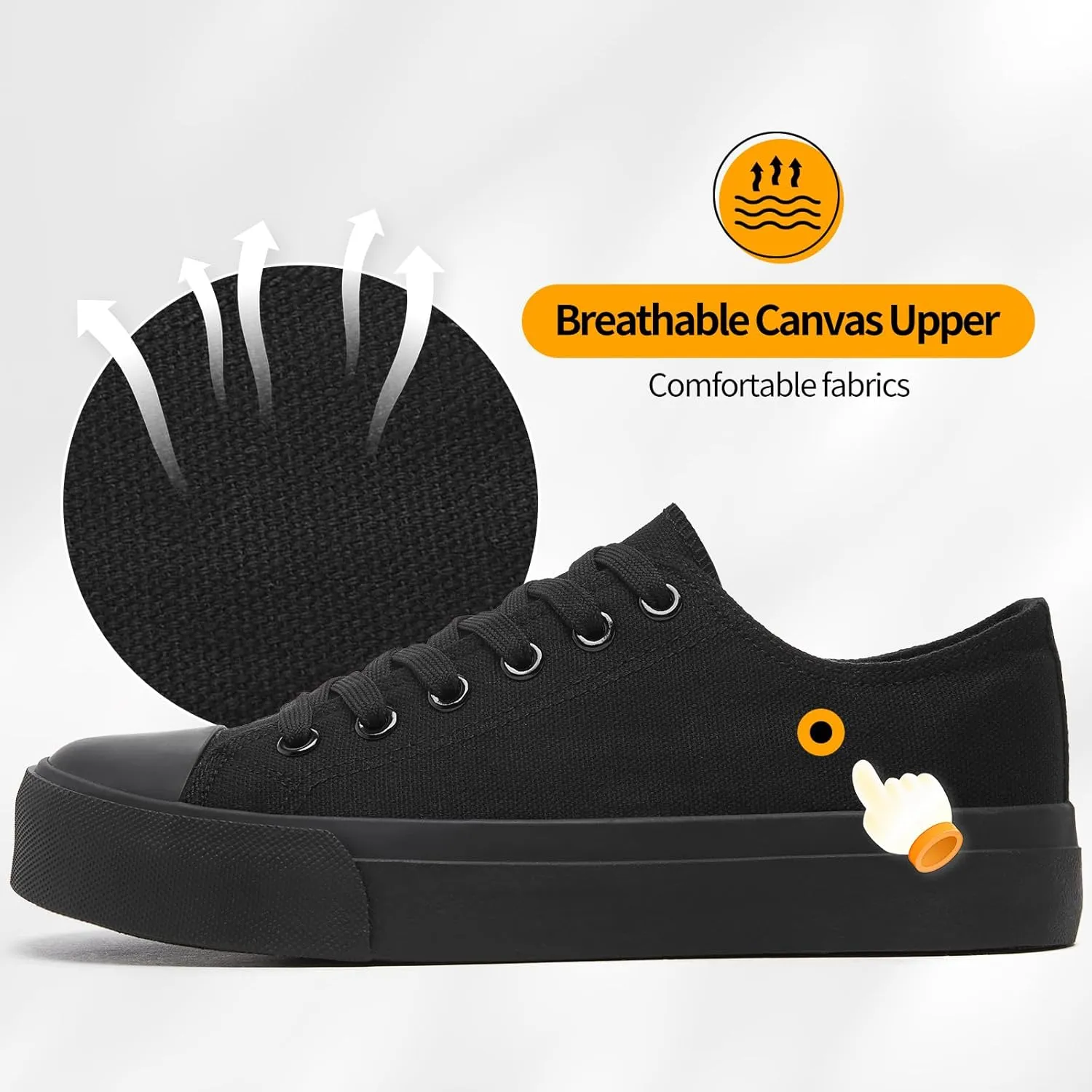ZGR Womens Low Top Canvas Shoes,Lace up Canvas Sneakers,Casual White Tennis Walking Shoes