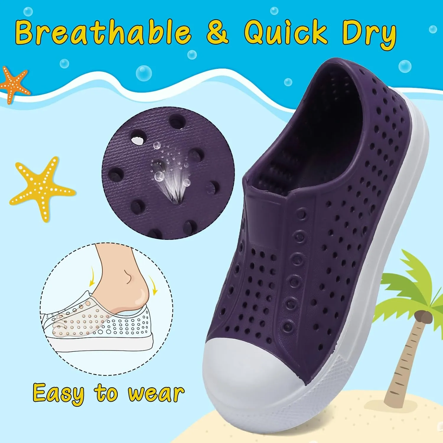 ziitop Kids Toddler Water Shoes for Boys Girls Baby Sandals Sneakers Beach Garden Swim, Anti-Slip Breathable Quick Dry Lightweight Slip-on (Toddler/Little Kid/Big Kid)