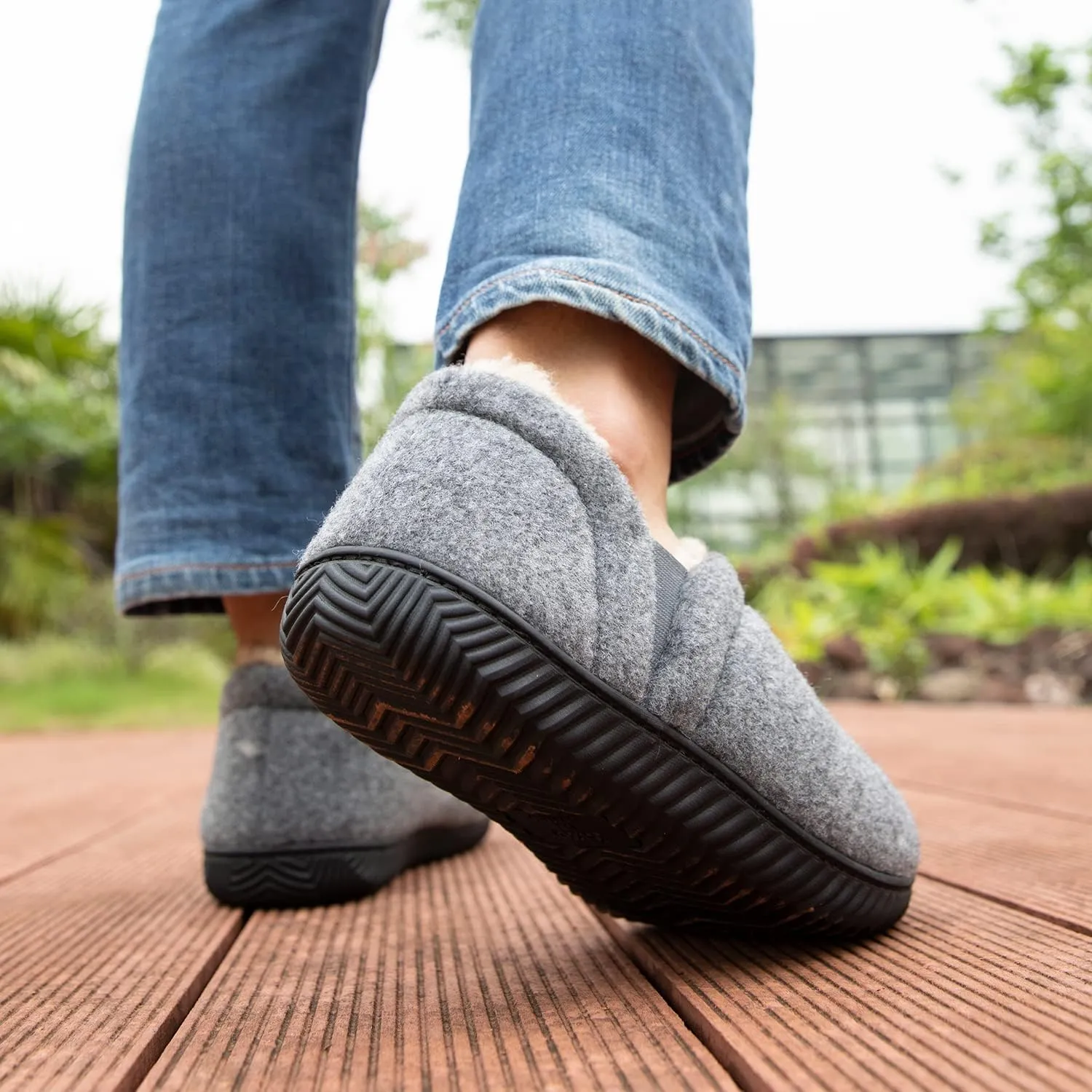 Zizor Men's Comfy Caterpillar Slippers Indoor Outdoor House Shoes, Warm Soft Knit Upper Fuzzy Fleece Lined Memory Foam Sole with Hard Bottom