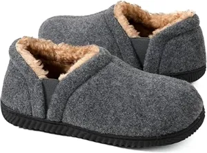 Zizor Men's Comfy Caterpillar Slippers Indoor Outdoor House Shoes, Warm Soft Knit Upper Fuzzy Fleece Lined Memory Foam Sole with Hard Bottom