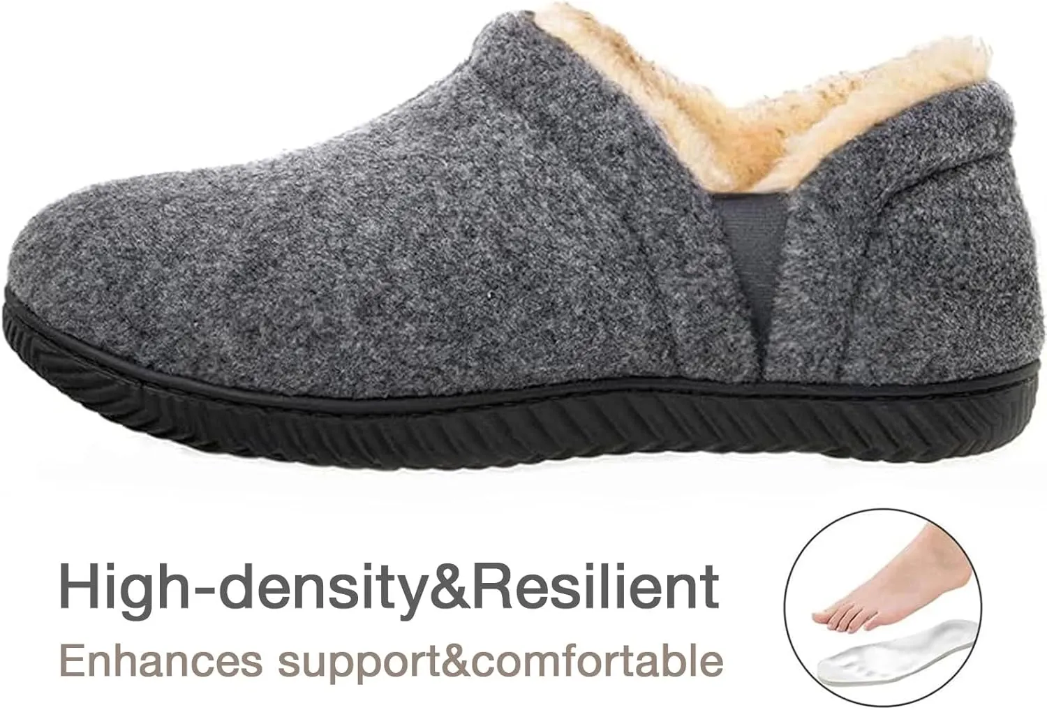 Zizor Men's Comfy Caterpillar Slippers Indoor Outdoor House Shoes, Warm Soft Knit Upper Fuzzy Fleece Lined Memory Foam Sole with Hard Bottom