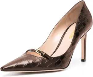 Zszszsu Women's Crocodile Printed Stiletto High Heels Sexy Pointed Toe Buckle Strap Pumps Slip On Formal Office Party Shoes Size 4-16 US