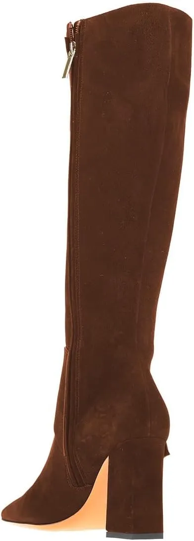 Zszszsu Women's Square Toe Knee High Boots with Side Zipper Chunky Block High Heels Buckle Decor Dressy Long Boots Shoes Size 4-16 US